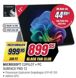 Trony MICROSOFT COPILOT + PC SURFACE PRO 12 offerta