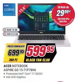 Trony ACER NOTEBOOK ASPIRE GO 15-71P78H6 offerta