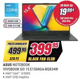 Trony ASUS NOTEBOOK VIVOBOOK GO 15 E1504GA-BQ834W offerta