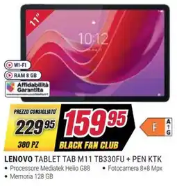 Trony LENOVO TABLET TAB M11 TB330FU + PEN KTK offerta