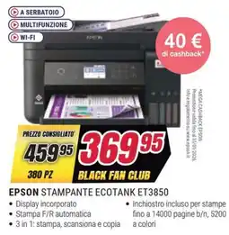 Trony EPSON STAMPANTE ECOTANK ET3850 offerta
