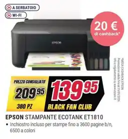 Trony EPSON STAMPANTE ECOTANK ET1810 offerta