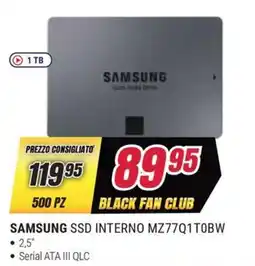 Trony SAMSUNG SSD INTERNO MZ77Q1T0BW offerta