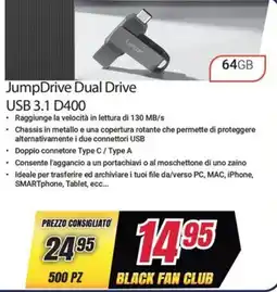 Trony JumpDrive Dual Drive USB 3.1 D400 offerta