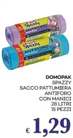Pilato DOMOPAK SPAZZY Sacco pattumiera antiforo con manici 15 pezzi offerta