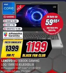 Trony LENOVO NOTEBOOK GAMING LOQ 15IRX10 83JE00DLIX offerta
