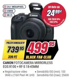 Trony CANON FOTOCAMERA MIRRORLESS EOS R100 + RF-S 18-45MM offerta