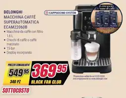 Trony DELONGHI MACCHINA CAFFÉ SUPERAUTOMATICA ECAM22060B offerta
