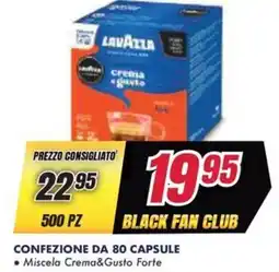 Trony Lavazza confezione da 80 capsule miscela crema&gusto forte offerta