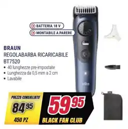 Trony BRAUN REGOLABARBA RICARICABILE BT7520 offerta