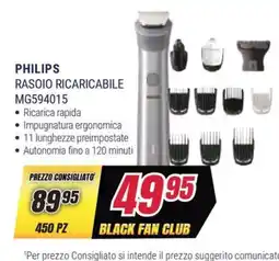 Trony PHILIPS RASOIO RICARICABILE MG594015 offerta
