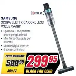 Trony SAMSUNG SCOPA ELETTRICA CORDLESS VS20B75AGR1 offerta