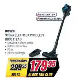 Trony BOSCH SCOPA ELETTRICA CORDLESS BBS611LAG offerta