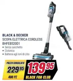 Trony BLACK & DECKER SCOPA ELETTRICA CORDLESS BHFEB520D1 offerta