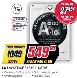 Trony LG LAVATRICE F4R3011NSWB offerta