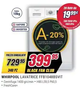 Trony WHIRPOOL LAVATRICE FFB1048BSVIT offerta