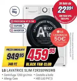 Trony LG LAVATRICE SLIM F2R3S09NSWB offerta