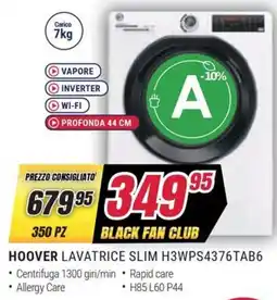 Trony HOOVER LAVATRICE SLIM H3WPS4376TAB6 offerta