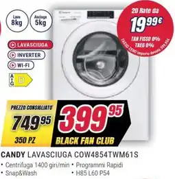 Trony CANDY LAVASCIUGA COW4854TWM61S offerta