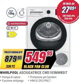 Trony WHIRLPOOL ASCIUGATRICE CWD103MWBSIT offerta