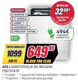 Trony AEG LAVASTOVIGLIE DA INCASSO FSS75747P offerta