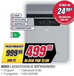 Trony BEKO LAVASTOVIGLIE BDFN36560XC offerta