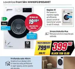 Trony Lavatrice Front Slim WW80FG3M05AWET offerta