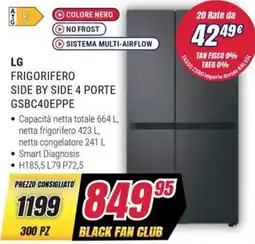 Trony LG FRIGORIFERO SIDE BY SIDE 4 PORTE GSBC40EPPE offerta