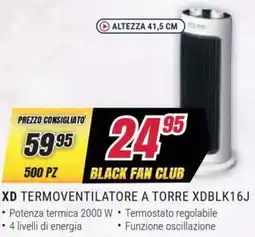 Trony XD TERMOVENTILATORE A TORRE XDBLK16J offerta