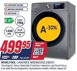 Trony WHIRLPOOL LAVATRICE W809ADSSILENCEIT offerta