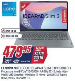 Trony LENOVO NOTEBOOK IDEAPAD SLIM 3 83ER00LCIX offerta