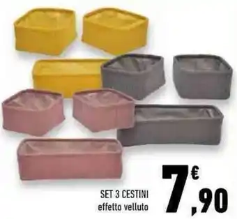 Conad Superstore Set 3 cestini effetto velluto offerta