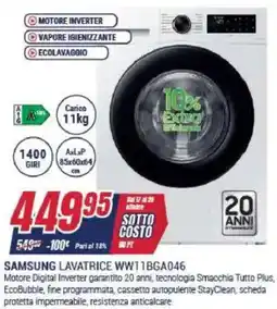 Trony SAMSUNG LAVATRICE WW11BGA046 offerta