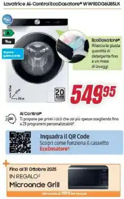 Trony Samsung Lavatrice Al-Control EcoDosatore WW90DG6U85LK offerta