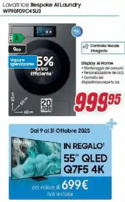Trony Samsung Lavatrice Bespoke Al Laundry WF90F09C4SU3 offerta
