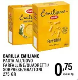 Gecop Barilla emiliane pasta all'uovo farfalline/quadretti/ sorprese/grattoni offerta