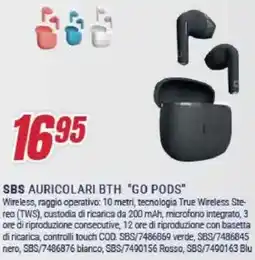 Trony SBS AURICOLARI BTH "GO PODS" offerta