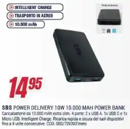 Trony SBS POWER DELIVERY 10W 10.000 MAH POWER BANK offerta