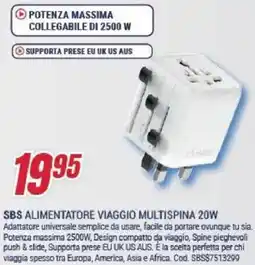 Trony SBS ALIMENTATORE VIAGGIO MULTISPINA 20W offerta