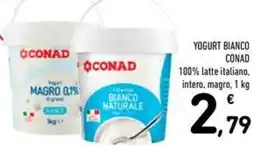 Spazio Conad Yogurt bianco 100% latte italiano, intero, magro offerta