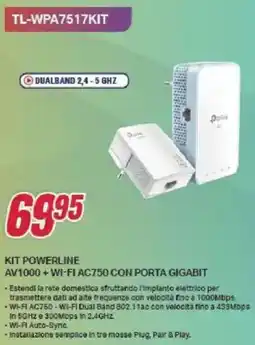 Trony tp-link KIT POWERLINE AV1000+ WI-FI AC750 CON PORTA GIGABIT offerta