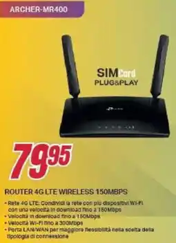 Trony tp-link ROUTER 4G LTE WIRELESS 150MBPS offerta