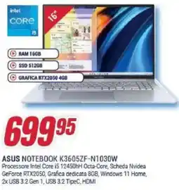 Trony ASUS NOTEBOOK K3605ZF-N1030W offerta