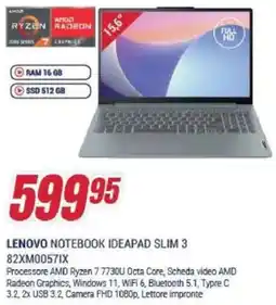 Trony LENOVO NOTEBOOK IDEAPAD SLIM 3 82XM0057IX offerta