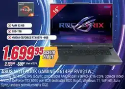 Trony ASUS NOTEBOOK GAMING G614PP-RV021W offerta