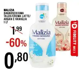 Gecop Malizia bagnoschiuma talco/crema latte/ argan e vaniglia offerta