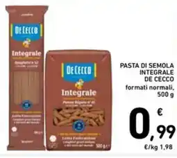 Spazio Conad Pasta di semola integrale de cecco formati normali offerta