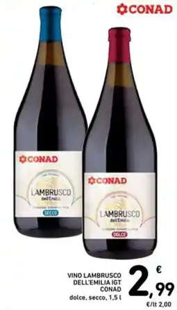 Spazio Conad Vino lambrusco dell'emilia igt conad dolce, secco offerta