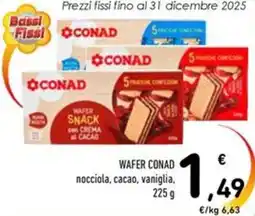 Spazio Conad Wafer conad nocciola, cacao, vaniglia offerta