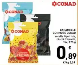 Spazio Conad Caramelle gommose conad rotelle liquirizia, ciucci frizzanti, mix offerta